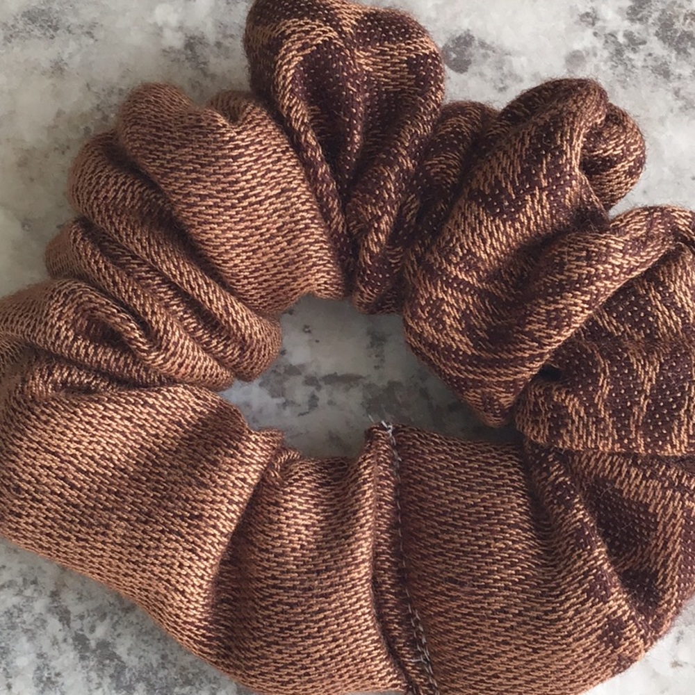 Chocolate brown Pashmina hair scrunchie Ponytail